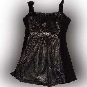 Black Shinny Top With Silver Gems Band